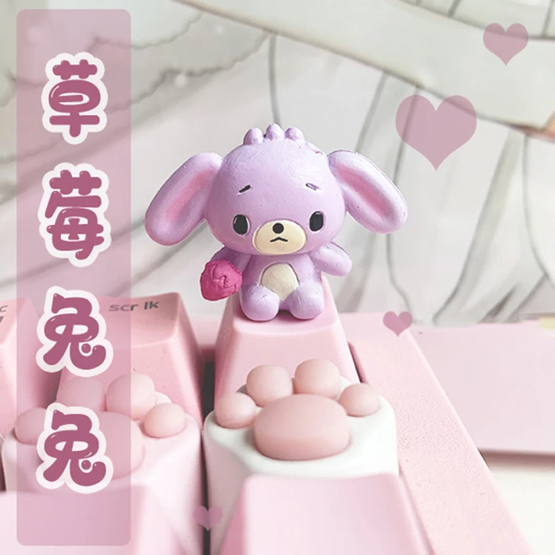

Key Caps for Rabbit Model Pink Dedicated Handmade Keyboard Buttons Anime Cartoon Personality Stereo Pbt Keycaps