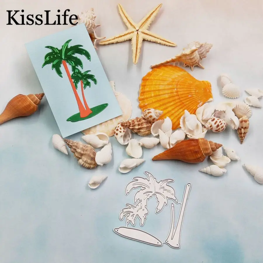 2019 новые металлические штампы с кокосовым деревом для тиснения Kscraft скрапбукинга