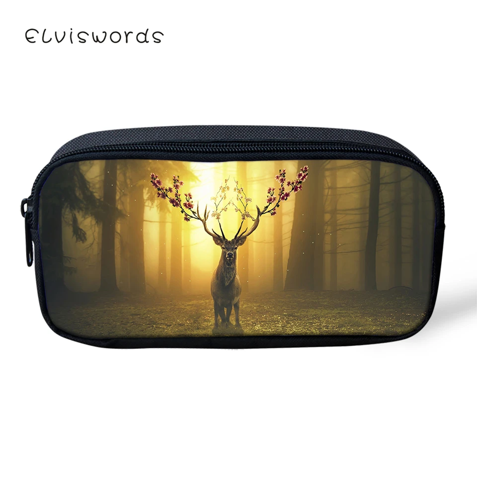 ELVISWORDS модный пенал для детей Фэнтези олень шаблон студенческий ящик мультфильм