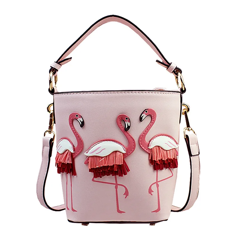 ALNEED женские Сумки из искусственной кожи женская сумка ведро с фламинго сумки на