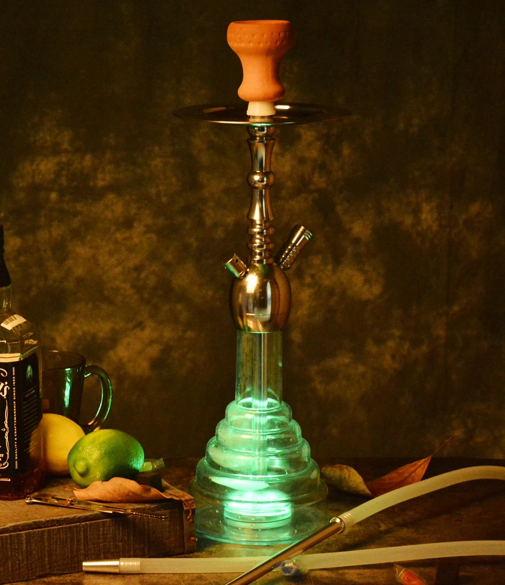 

Large High Quality Acrylic Hookah Set With LED Lights Hookah Shisha Ceramic Bowl Bar KTV Chicha Narghile Accessories Gift