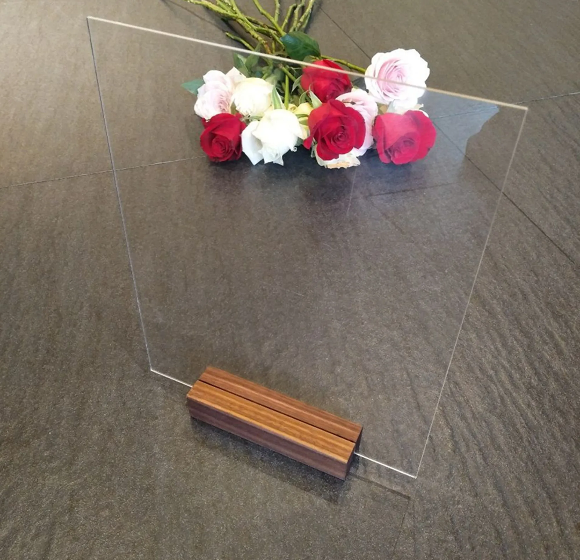 2PCS Walnut Wood Stand,Retail Signage Holder,Place Card, Business Card Holder,Rustic Acrylic Sign Holders