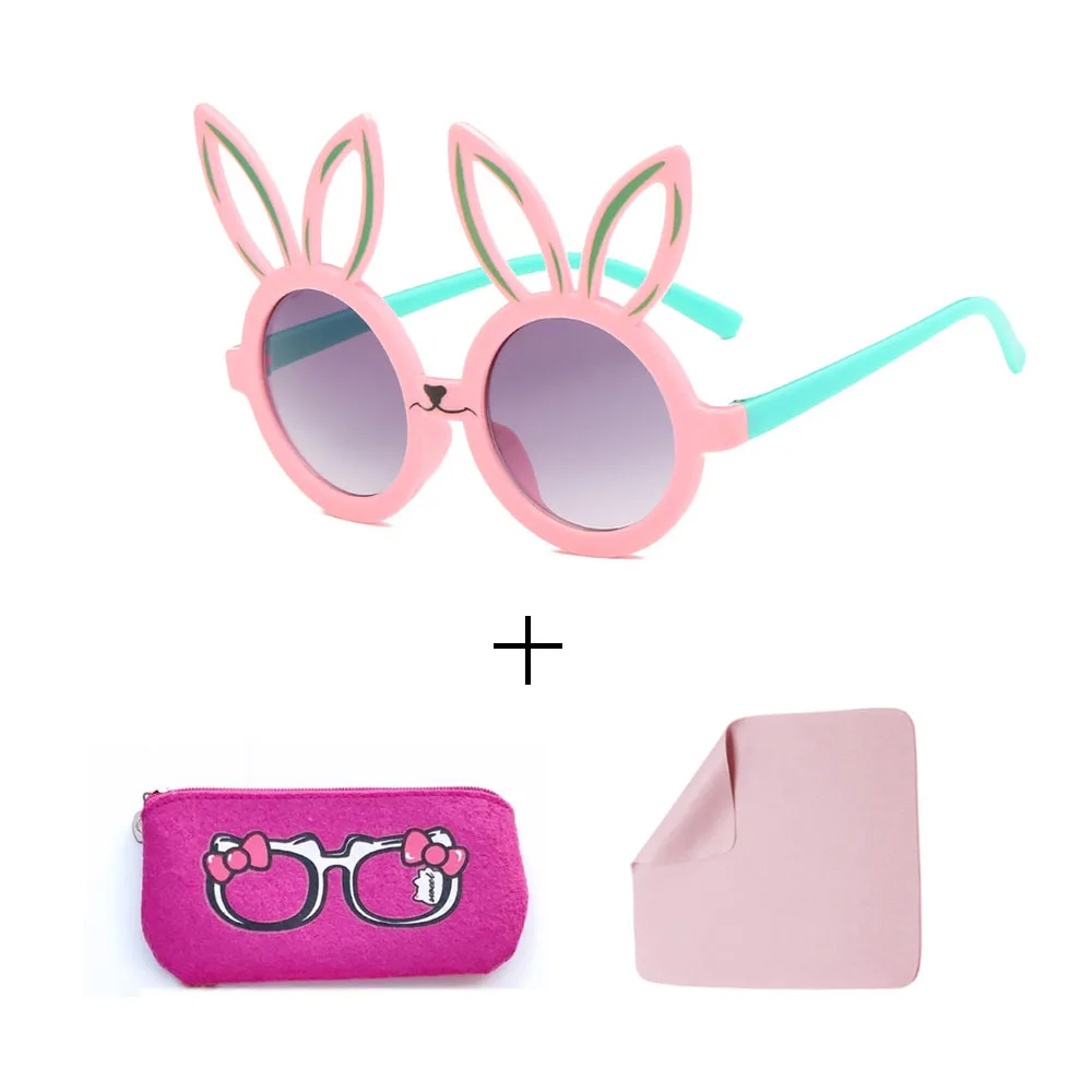 Glasses set Минимальный милый кролик форма гибкие детские солнцезащитные очки UV400 очки оттенки младенческой поляризованные ребенок для маленьких детей Защитный солнцезащитные очки - Цвет линз: Glasses set