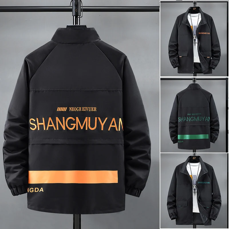 

2021 new spring and autumn men's windbreaker jacket men's loose stand-up collar plus size 10XL 9XL 8XL 7XL men's jacket coat