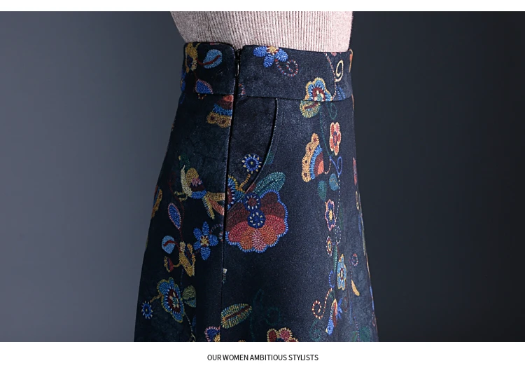 Beiyingni High Waist Skirt Women Plus Size Retro Korean Floral Print Midi Skirts New Arrival S-3XL Elegant Saias Autumn Winter