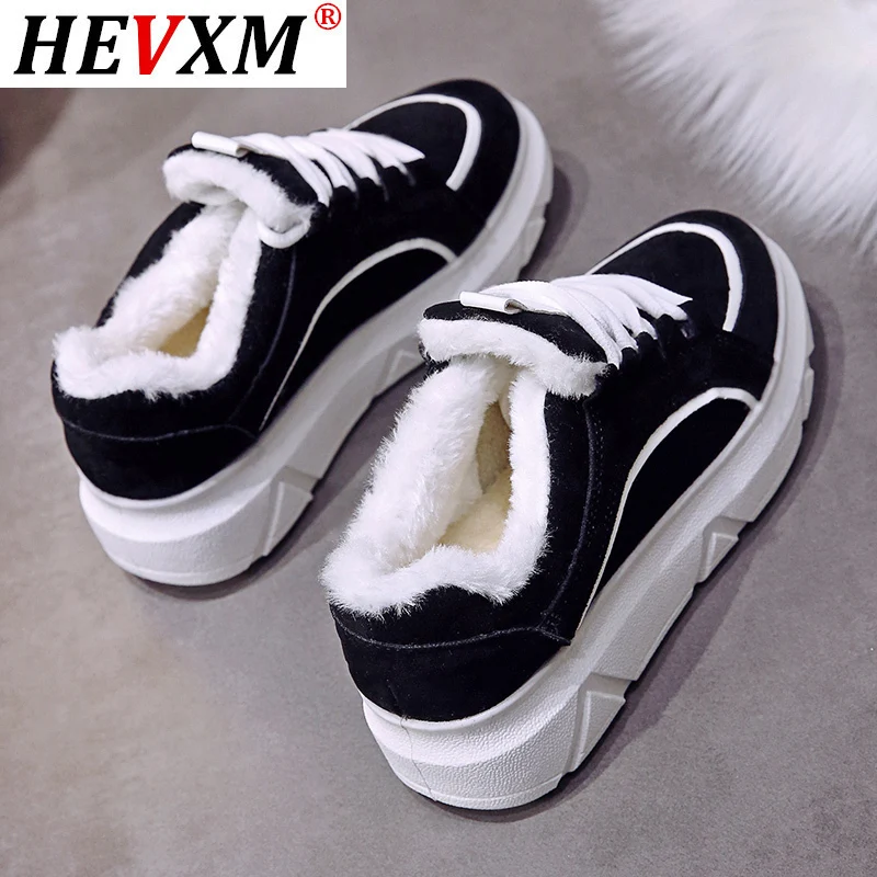 

Женские кроссовки на толстой подошве, однотонные повседневные замшевые кроссовки на шнуровке, с бархатной подкладкой, для зимы, 2021