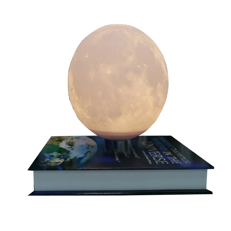 구매 새로운 이상한 선물 사무실 침실 테이블 장식 마그네틱 서스펜션 달 글로브 책 모양 램프 베이스 플로팅 야간 조명