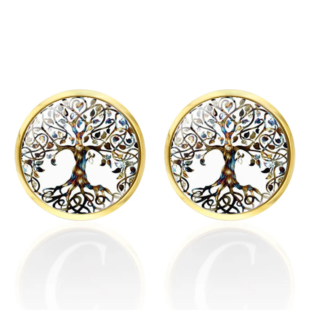 Винтажные запонки с изображением дерева жизни со стеклянным куполом свадебные