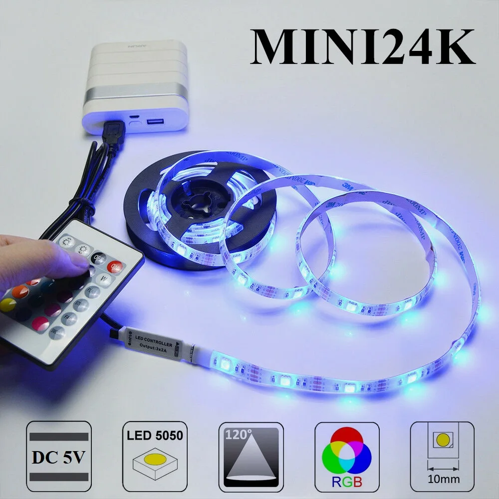 5V USB Мощность светодиодный ТВ полосы светильник MINI24K RGB 5050 SMD 30 s/m Настольный