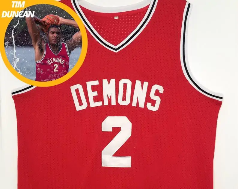 

#2 Tim Duncan High School Basketball Jersey Demons Mens Embroidery Stitches Top Quality Custom Any Number Name