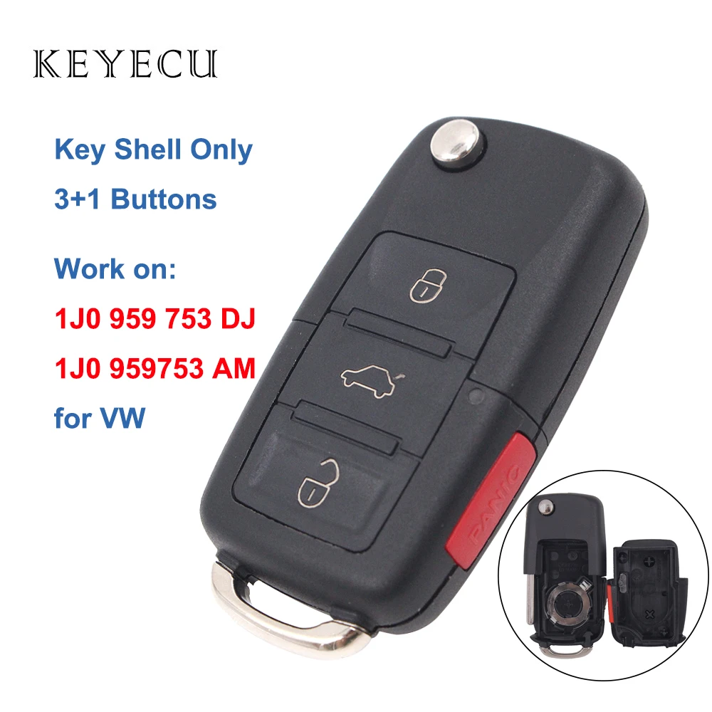 Keyecu складной чехол с дистанционным управлением для ключей 4 кнопки Volkswagen Passta GOLF