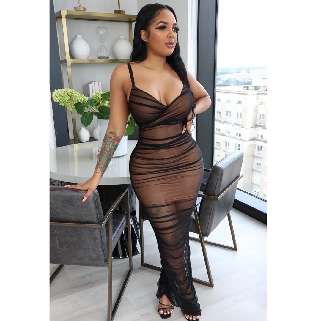 

Женское прозрачное Сетчатое платье, черный сетчатый сарафан без рукавов, лето 2020