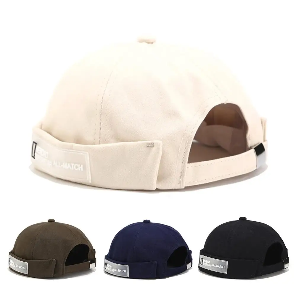 Унисекс хлопковая шапка в стиле хип хоп без полей Ретро стиль свернутые манжеты