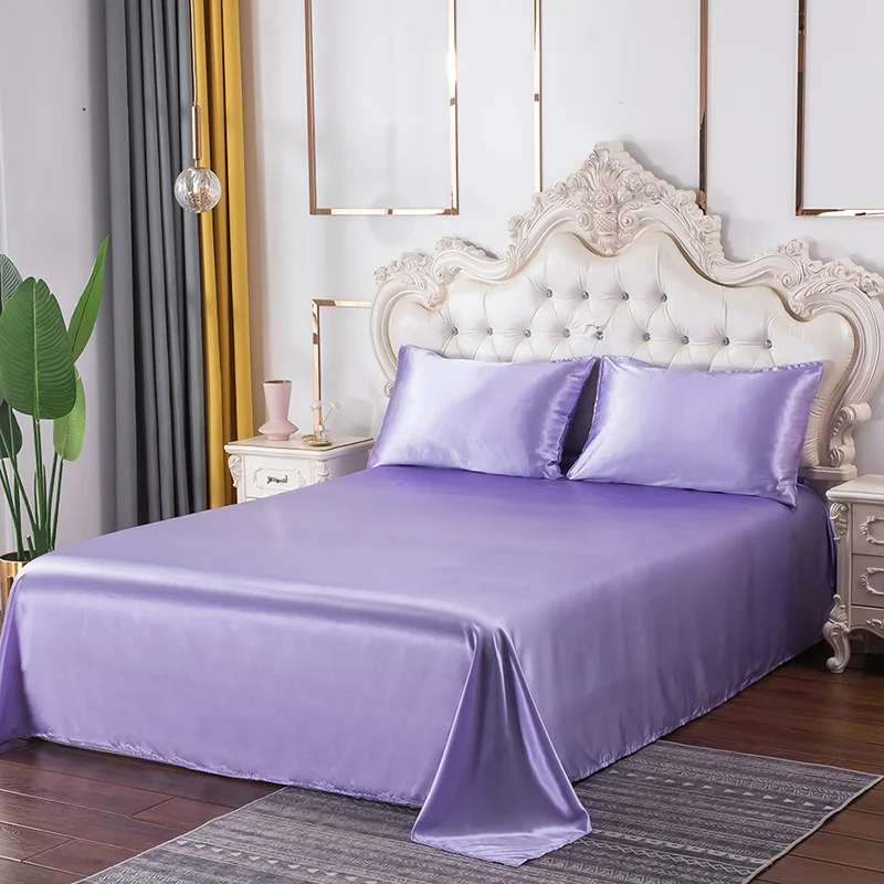 

Solid Color Polyester Bedding Set European Luxury Silky Duvet Cover Set Queen King Size Quilt Cover with Pillowcase