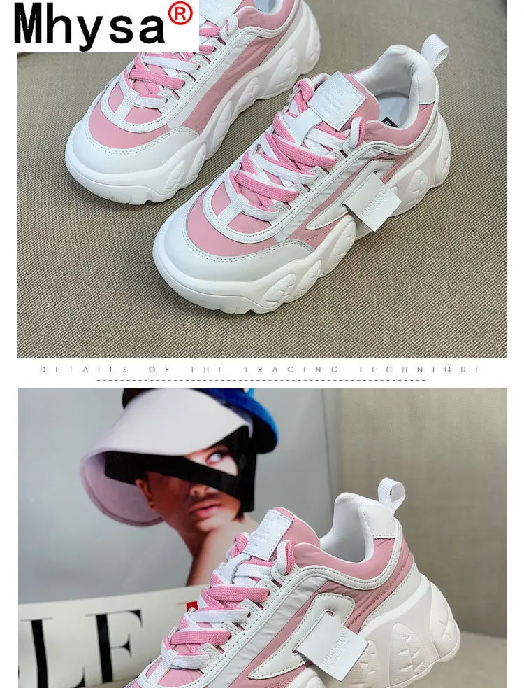 

2021 New Comfortable Sneakers Women's Thick-soled Dad Shoes Thick-soled Round Toe Breathable Casual Shoes Women Vulcanized Shoes