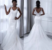 white lace mermaid wedding dresses for women 2021 v neck sleeveless white african bridal gowns lace vestidos de noiva sereia