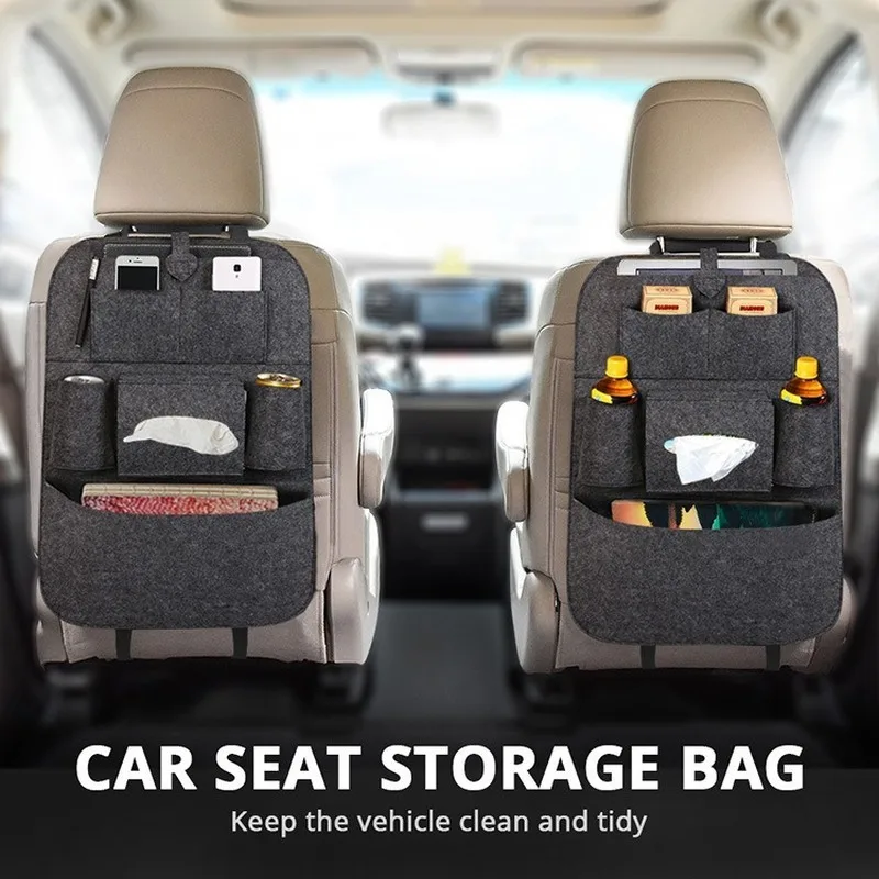 

New Car Seat Storage Bag Back Seat Organizer Box Pad Cups Drink Holder Fabric Child Anti-kick Car Accessories Car Decoration