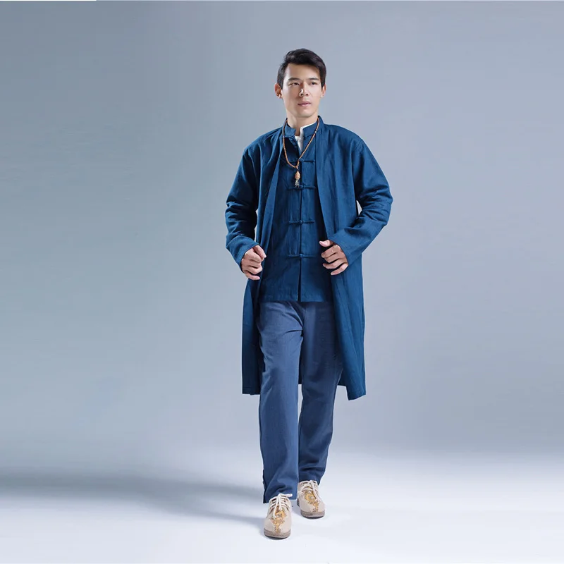 Мужская ветровка винтажная длинная льняная куртка 2018 |