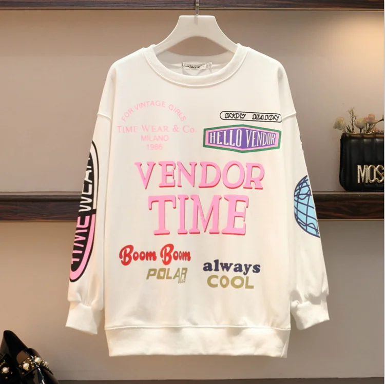 Женский комплект с буквенным принтом из двух предметов для весны и осени размера