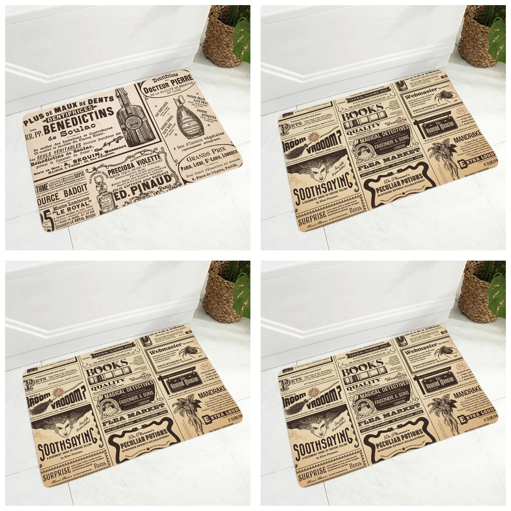 Винтажный напольный коврик в виде газеты для детской комнаты спальни