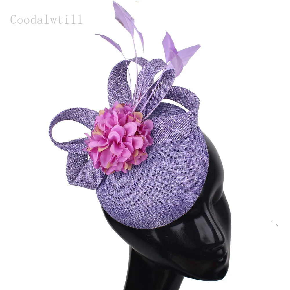 

flower wedding fashion fedora cap women formal dress fascinator hat cocktail race millinery cao hadband feathere vent headpiece