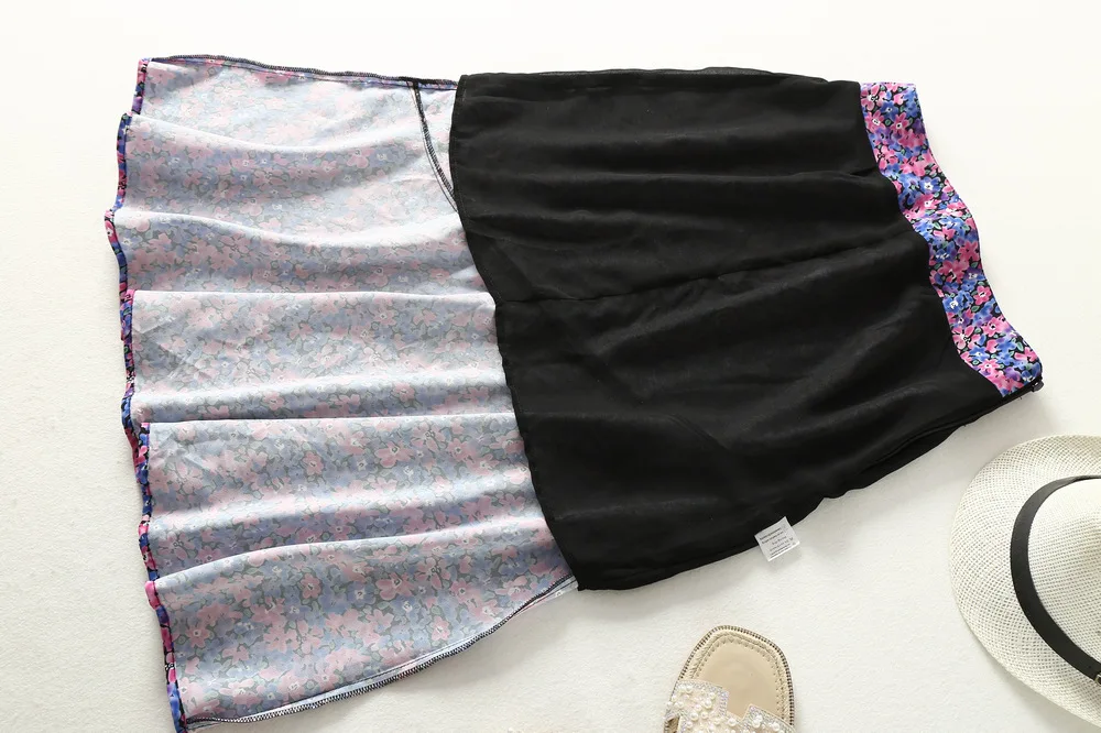 

2021 Women Skirt spring and summer new skirt Fashionable casual sweet purple flowers fish tail swing midi skirt