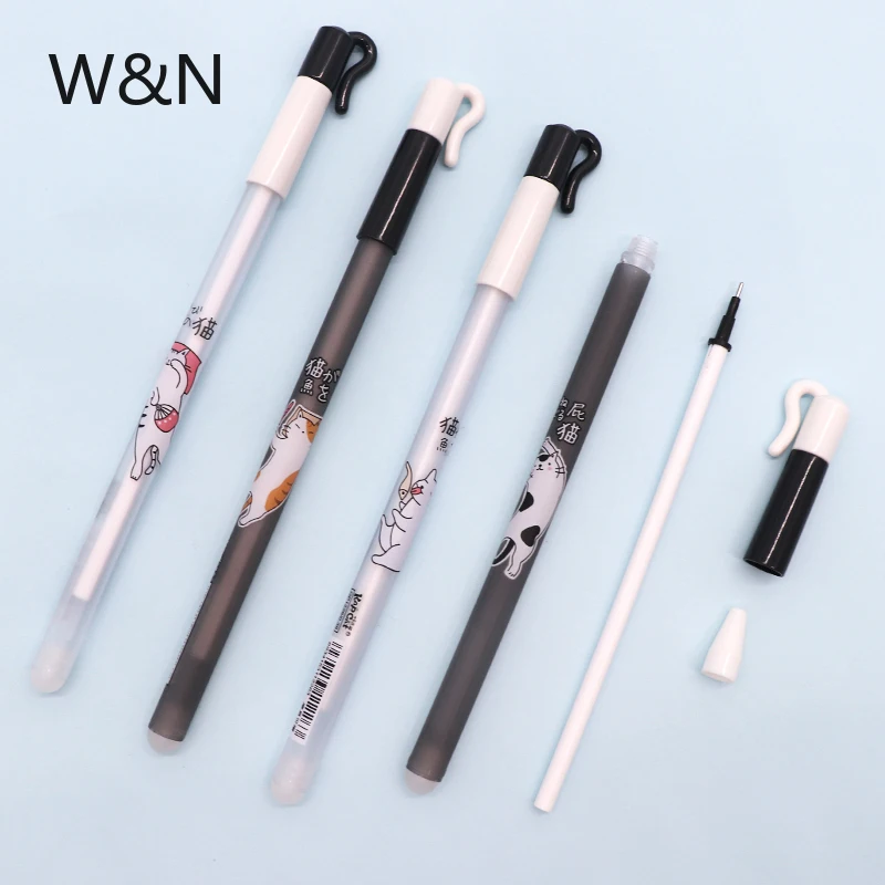 Стираемая гелевая ручка для кошек 3/6 шт./компл. моющаяся 0 38 мм синяя/черная