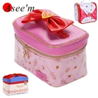 Полиуретановая сумка для хранения косметики с изображением милой девушки с бантом Сейлор Мун, водонепроницаемый чехол для ванной, Женская дорожная сумка для туалетных принадлежностей