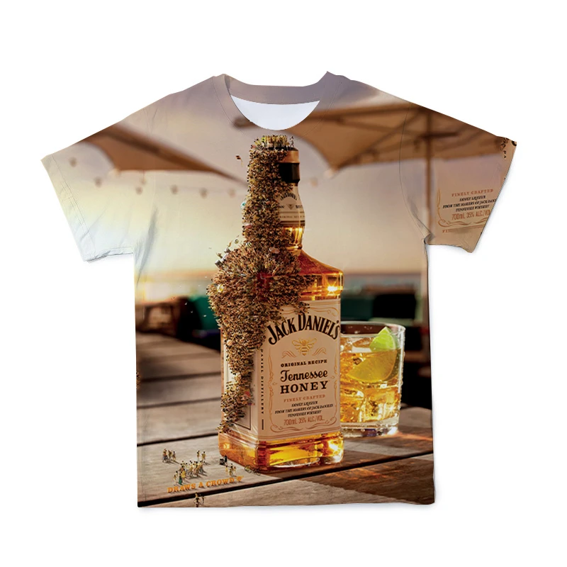 

2021 Summer 3D Men's T-Shirt New Wine Bottle Pattern O-Neck Casual Loose Top Couple Large Size Short-Sleeved Shirt T-Shirt