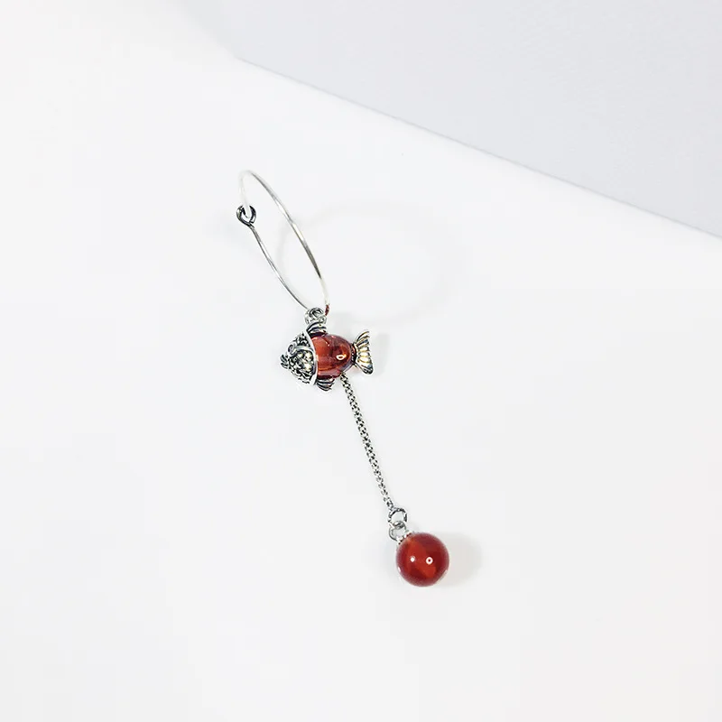 серьги Женские асимметричные серьги-кольца из стерлингового серебра 925 пробы с