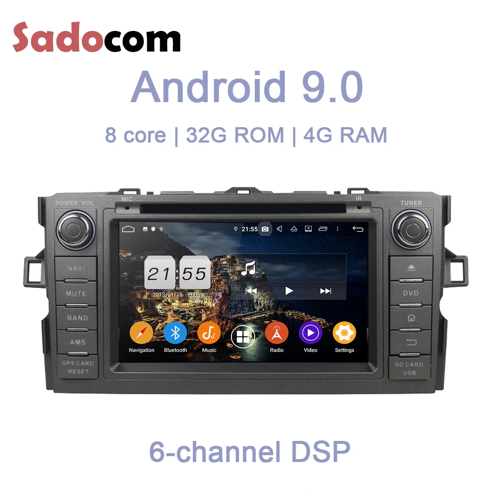7 &quotDSP Android 9 0 4 Гб RAM автомобильный dvd плеер Wifi 4G RDS радио GPS Glonass карта DVR камера ТВ