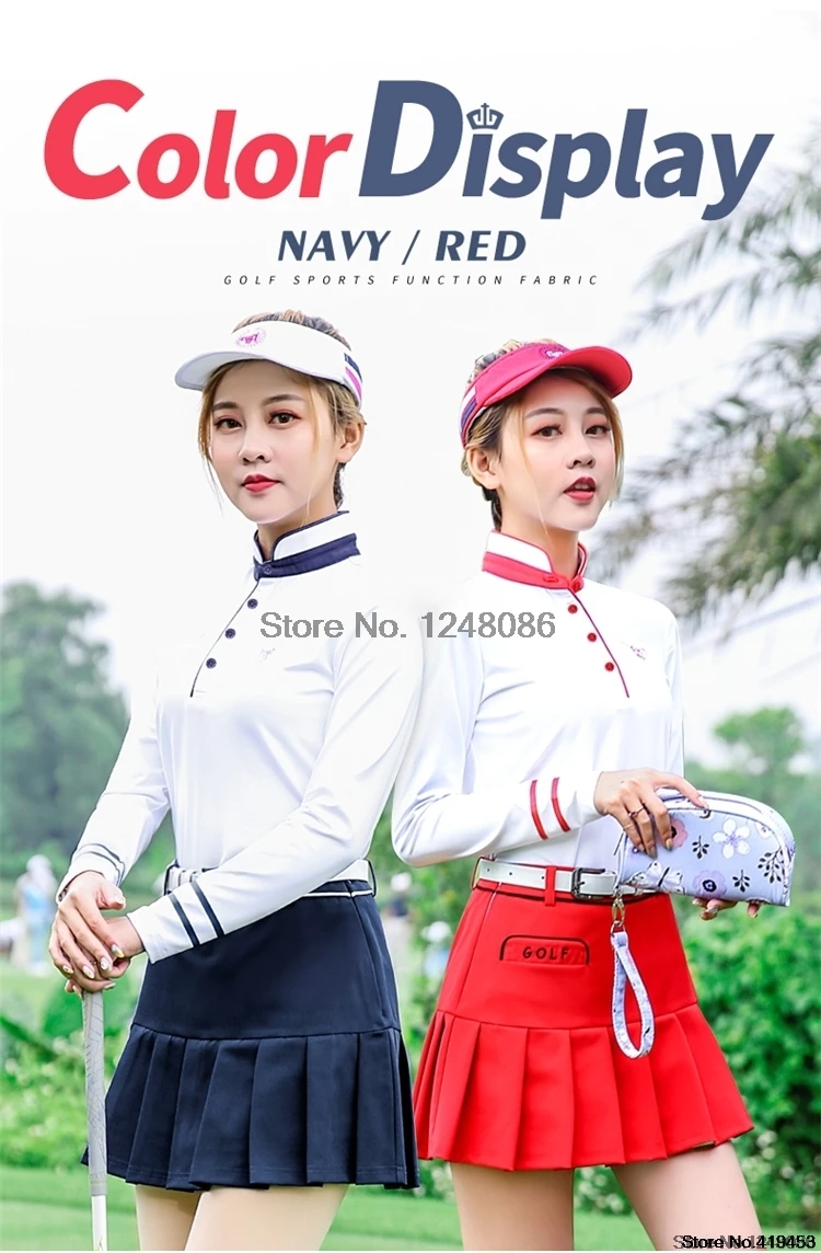 Pgm Golf короткая трапециевидная юбка костюмы женские рубашки с длинным рукавом облегающие эластичные комплекты одежды для гольфа ТЕННИСНАЯ СПОРТИВНАЯ ОДЕЖДА D0493