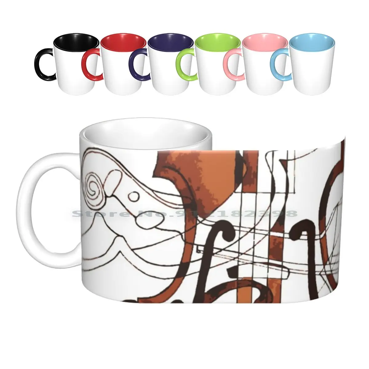

Violin , Cello. Abstract Music Print Ceramic Mugs Coffee Cups Milk Tea Mug Violin Cello Music Abstract Concert Musical Musical