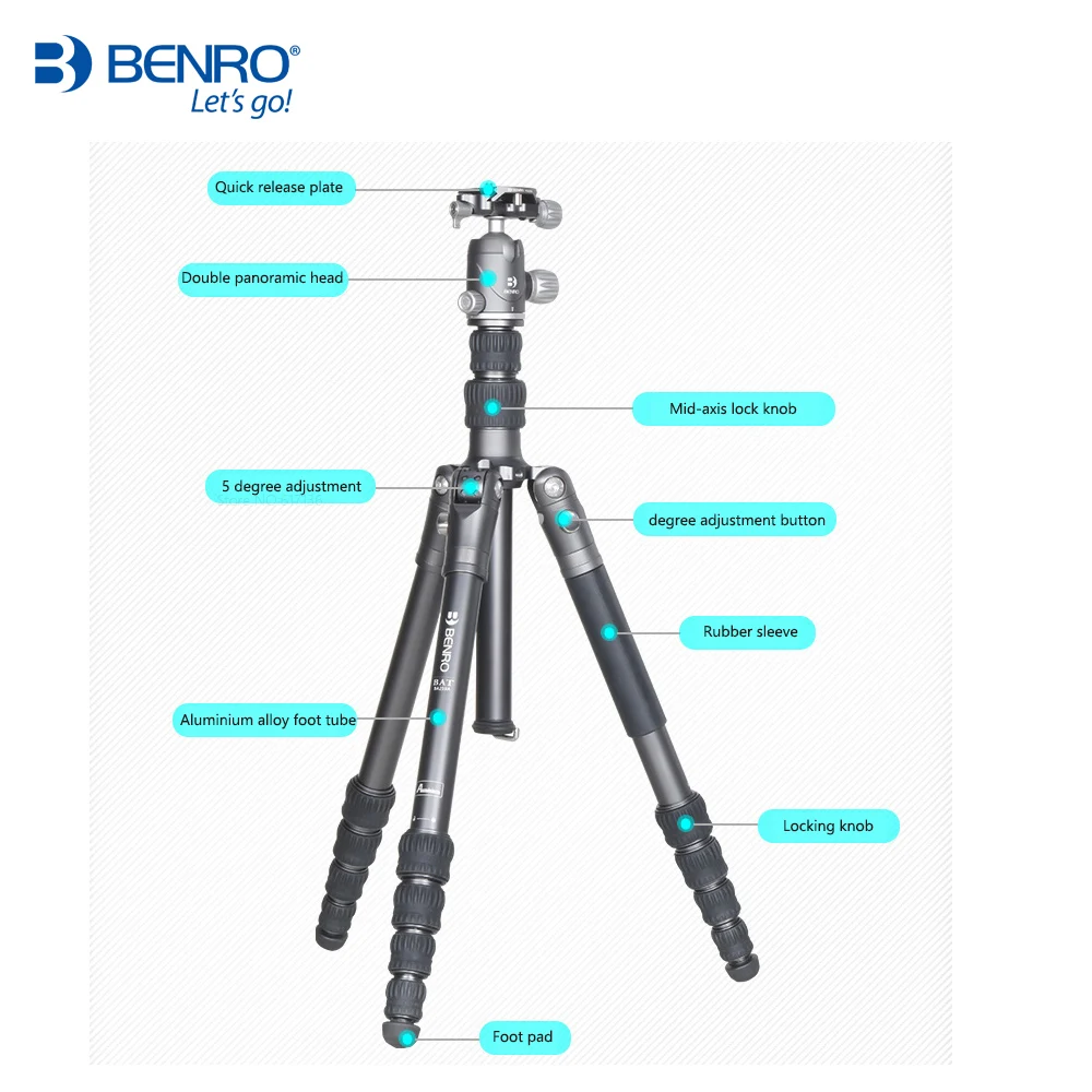 Штатив Benro BA259A BA259AK из алюминиевого сплава монопод треноги для камеры 5 секций DHL