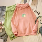 Лягушка капюшоном Толстовка с капюшоном забавные свободный свитер пуловер для девочек, в наличии размеры от 90s одежда гранж Уличная толстовки женские эстетику джемпер