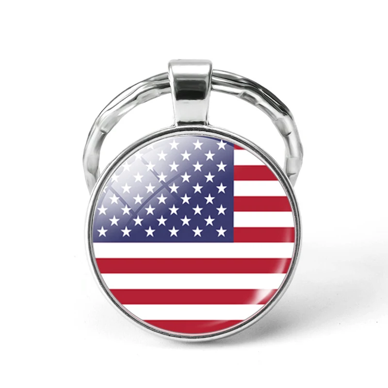 Флаг США, Великобритании, Бразилии, России, Испании, гламурный стеклянный купол, брелок для ключей, панк, женские, мужские модные аксессуары, брелок, сувенир, подарки
