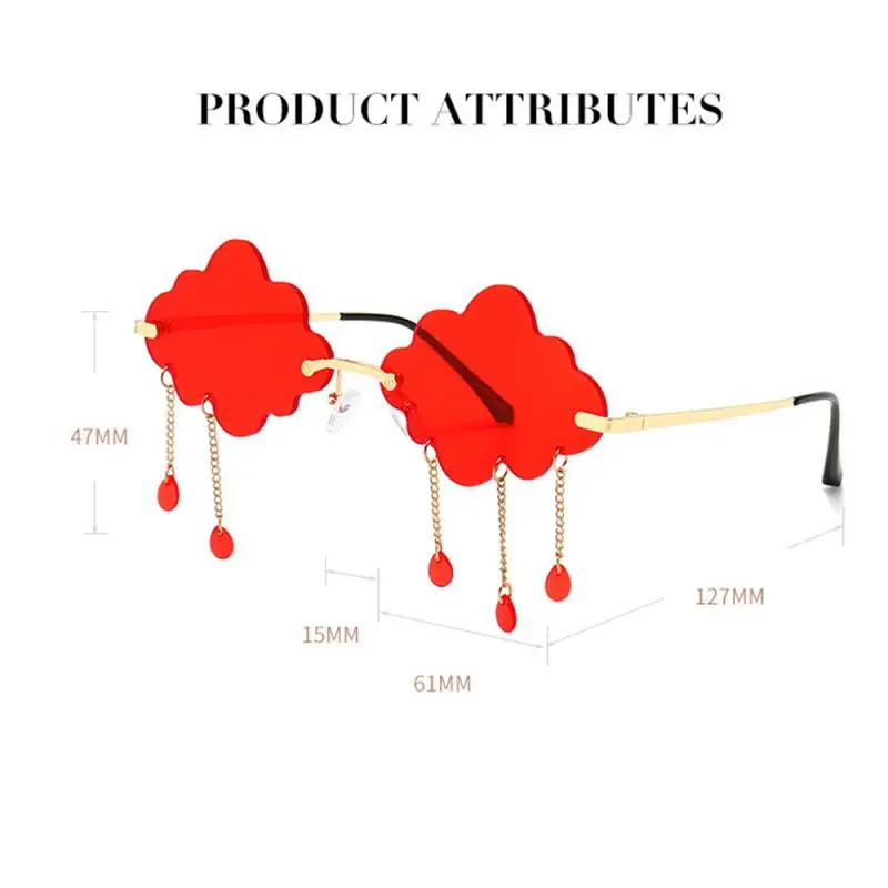 Очки без оправы солнцезащитные очки в винтажном стиле с облаками кисточками