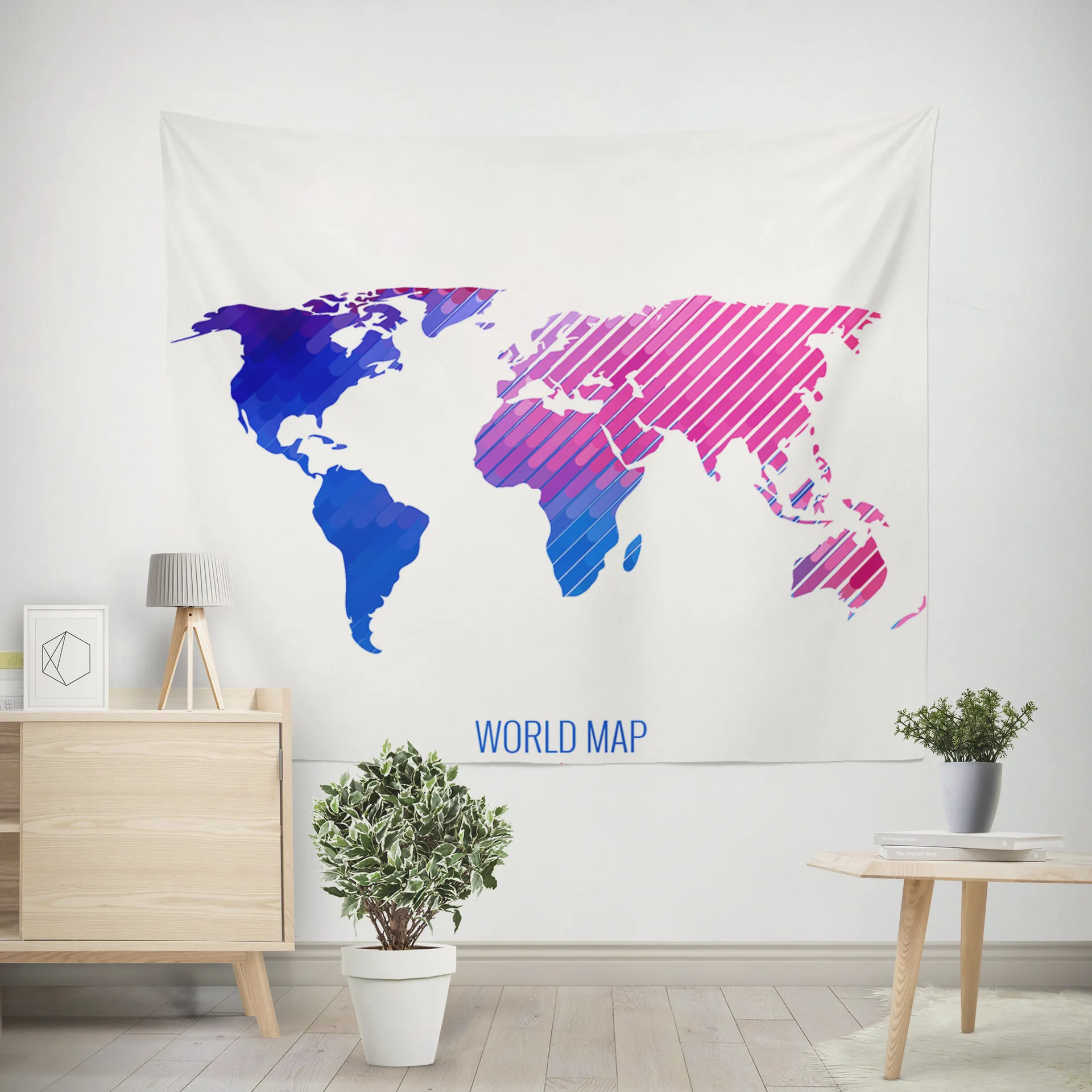 

World Map Color Printed Home Fabric Decorative Tapestries