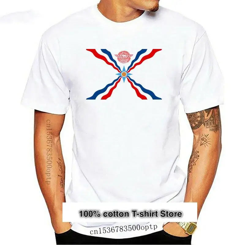 

Camiseta de algodón 100% con cuello redondo para hombre y mujer, camisa con estampado personalizado, con bandera asiriana, nueva