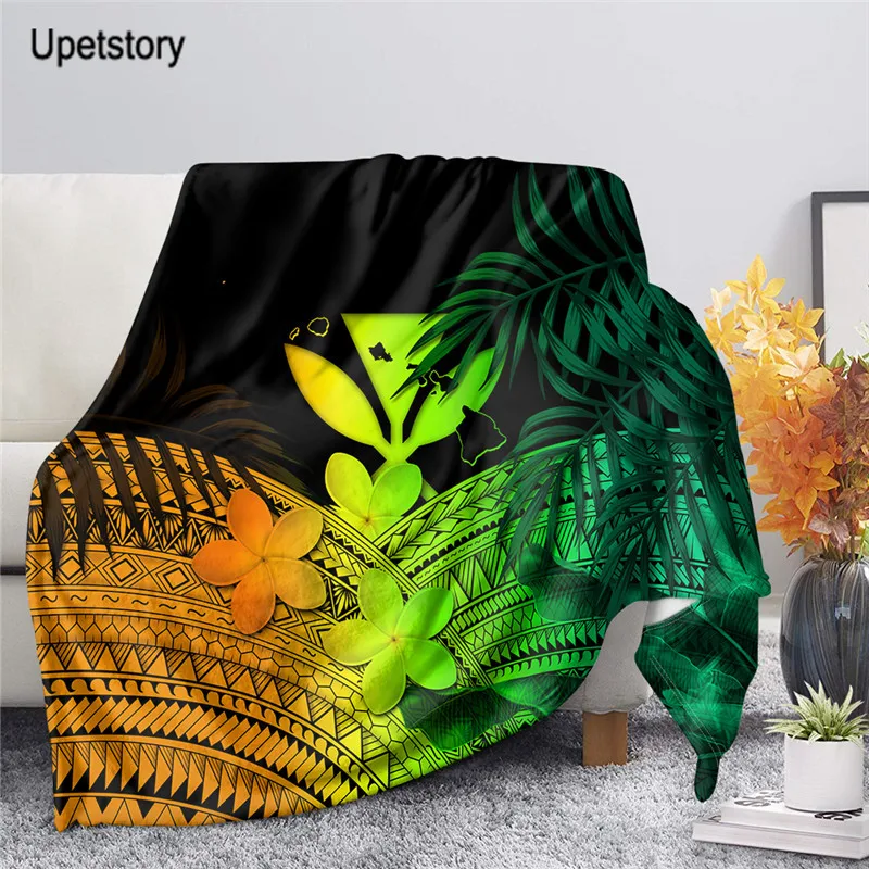 

Upetstory Dropshipping Printing Velvet Plush Throw Blanket Hipster Sherpa Blanket for Couch Hawaii Plumeria Printed Soft Blanket