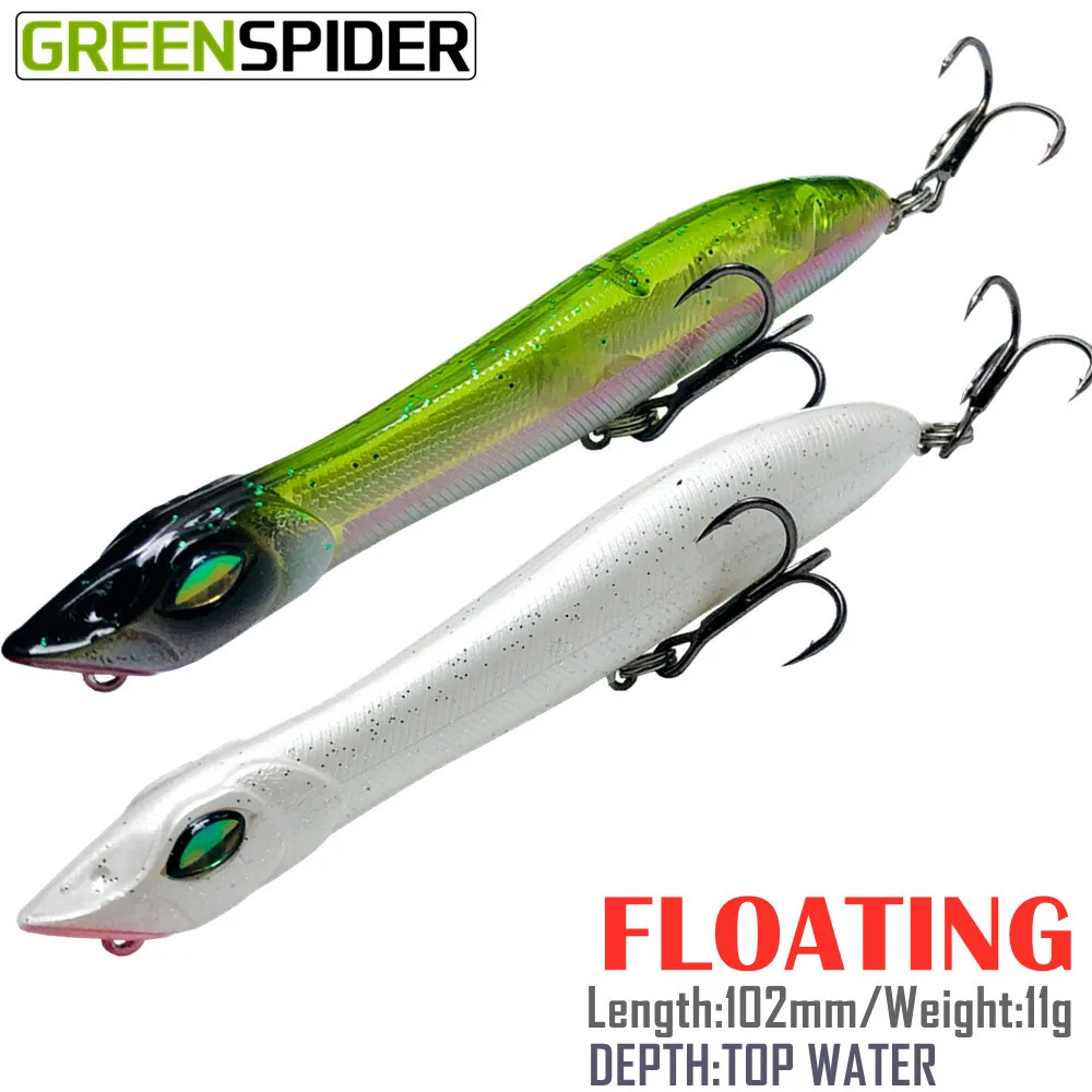 GREENSPIDER 2021 Новый Поппер Topwater 1 шт. 105 мм 10 г Wobbler змеиная голова искусственная