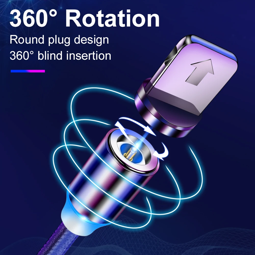 Магнитный usb-кабель Tisluo/Micro USB/type-C для iPhone X Xs Max светодиодный 1 м магнитное зарядное устройство для samsung s10 Xiaomi Pocophone USB C
