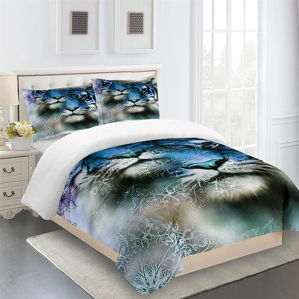 

Cat Tiger 3D Printed Bedding Set with Pillowcases Double Queen Twin King Size Animals Duvet Cover Bed Linens Set Home Bed Cover