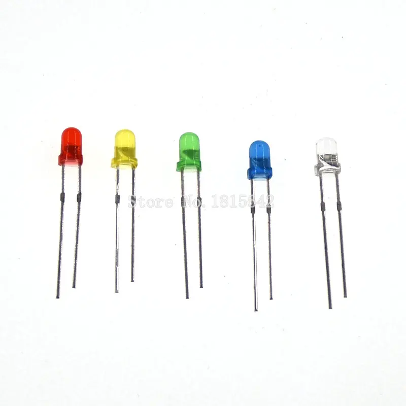 100 шт. светодиодные Диоды 3 мм 5 белый/синий/красный/желтый/зеленый/оранжевый