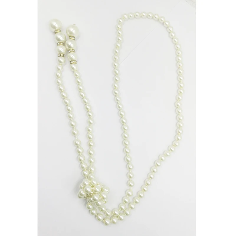 

Simple And Fresh Popular Fashion Korean Glass Plated Pearl Necklace Knotted Sweater Chain Long Necklace Chokers Necklace jewelry
