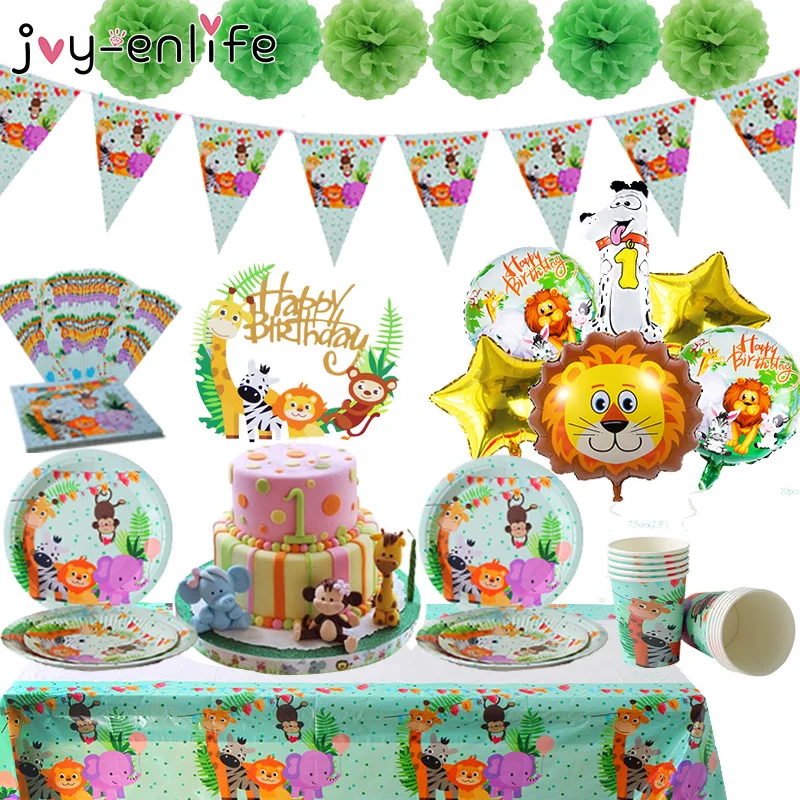 

Safari Party Decoration Tableware Birthday Party Decoration Kids Lion Tiger Animal Ballons Jungle Zoo Party Decor Birthday Boy