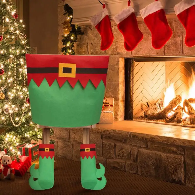 Чехол на спинку стула рождественского эльфа чехлы ножки обеденного стола