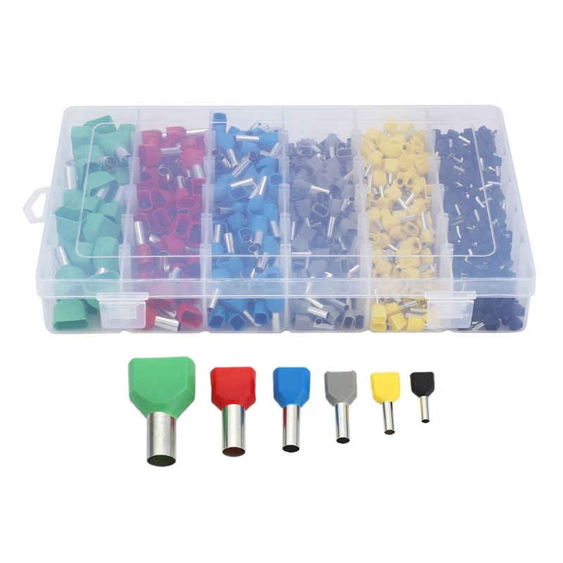 

780Pcs Dual Bootlace Ferrule Teminator Kit Electrical Crimp Dual Entry Cord End Wire Terminal Connector