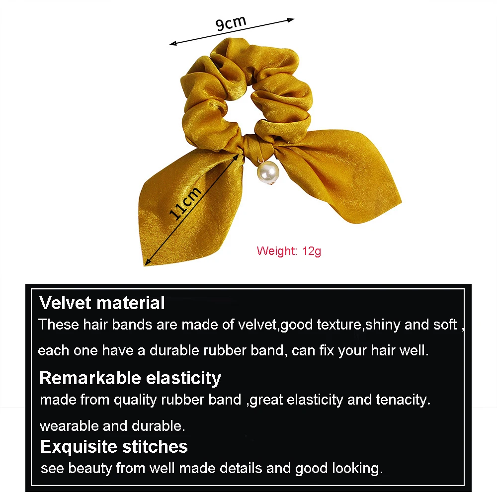 Женские эластичные резинки для волос Однотонные с бантом и жемчугом аксессуары