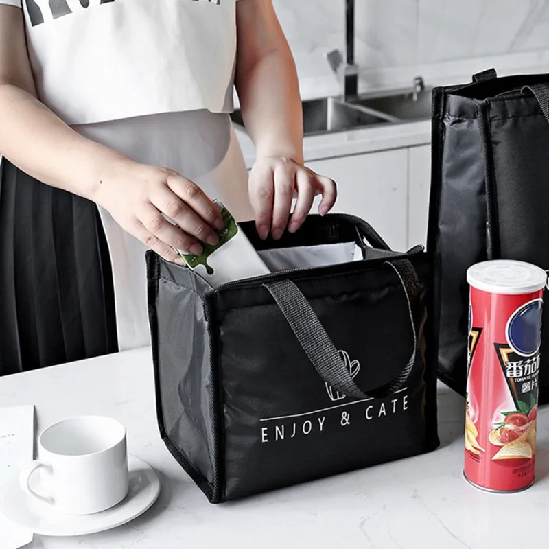 Черная сумка для обеда с принтом кактуса Термосумка пикника путешествий